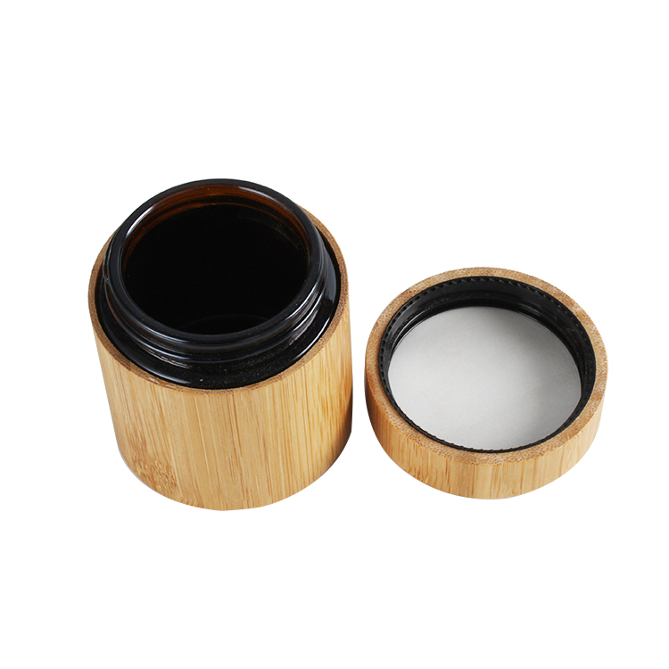 Bamboo customized packaging bamboo glass jar 100ml body packaging bamboo jars