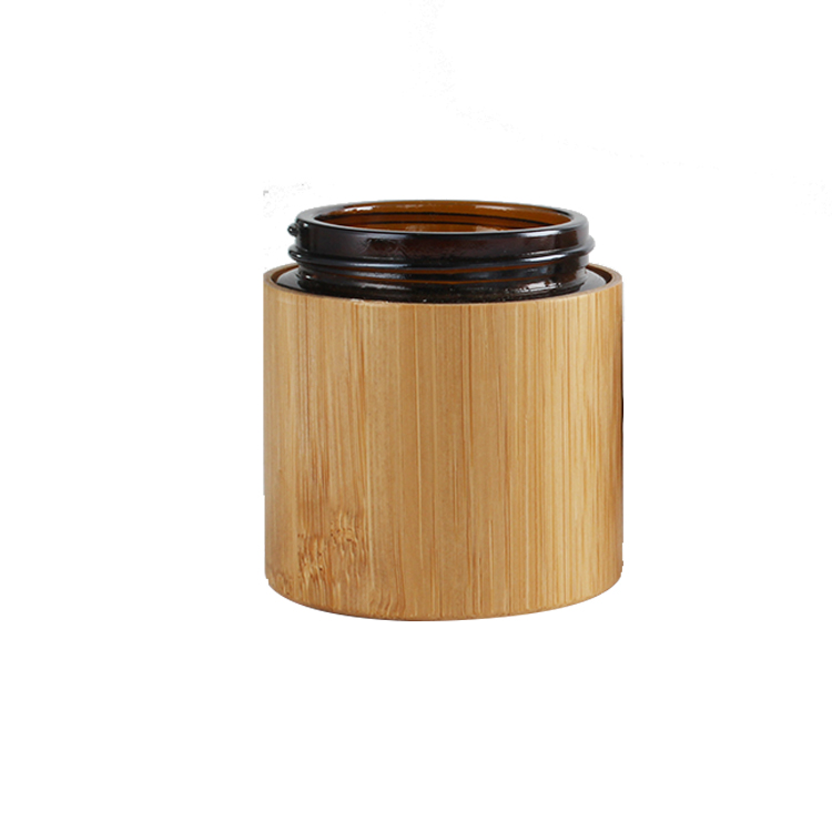 Bamboo customized packaging bamboo glass jar 100ml body packaging bamboo jars