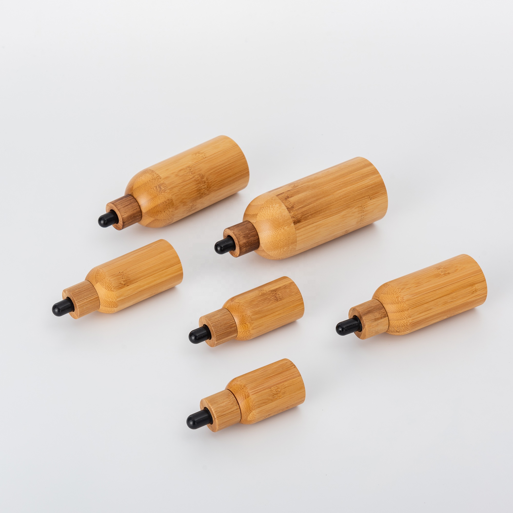 Bamboo glass bottles eco-friendly dropper bottle natural with black plastic rubber