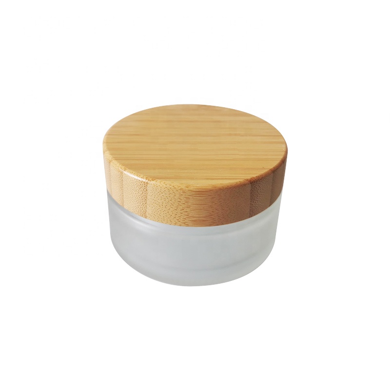 Bamboo lid 5g 15g 30g 50g 100g frosted clear glass jar for cosmetic ointment