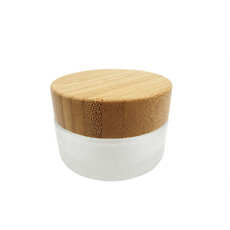 Bamboo lid 5g 15g 30g 50g 100g frosted clear glass jar for cosmetic ointment