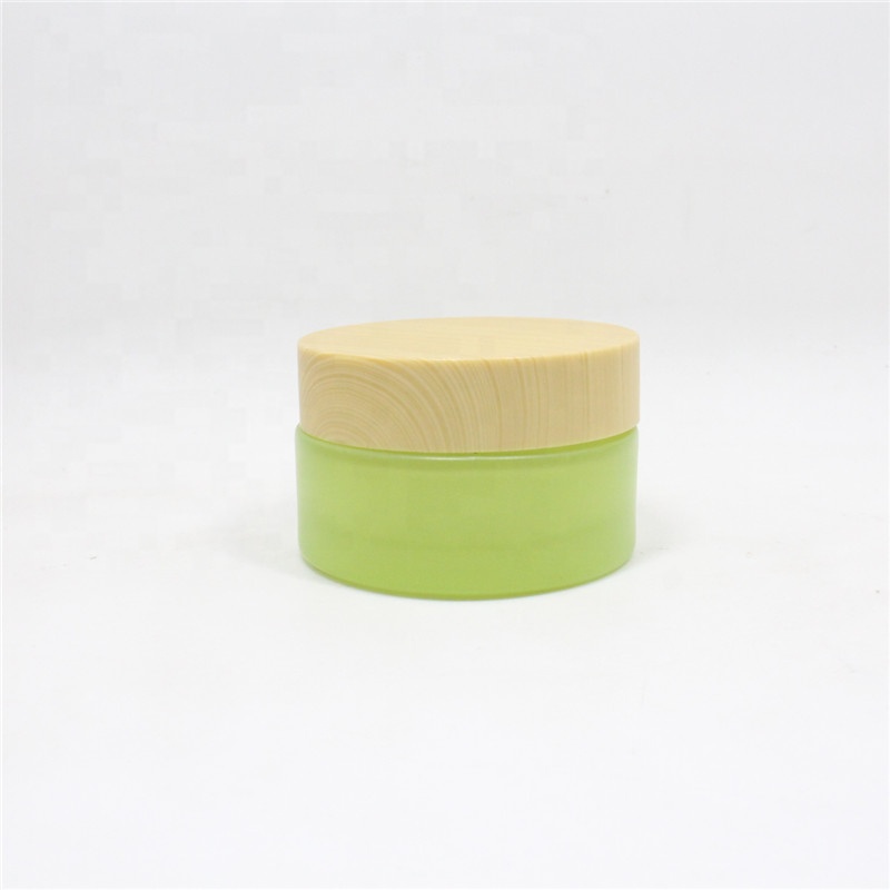 Bamboo lid face cream jar glass green clear black 15g 30g cosmetic container for packaging