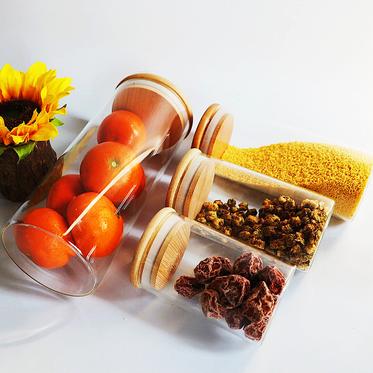 Bamboo lid glass jar  bottle  storage jars coffee  food containers