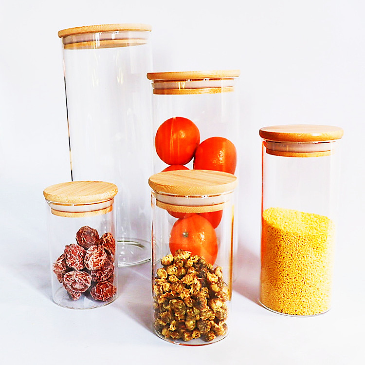 Bamboo lid glass jar bottle storage jars coffee food containers