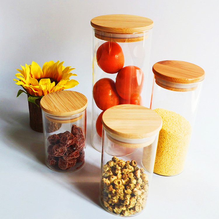 Bamboo lid glass jar bottle storage jars coffee food containers