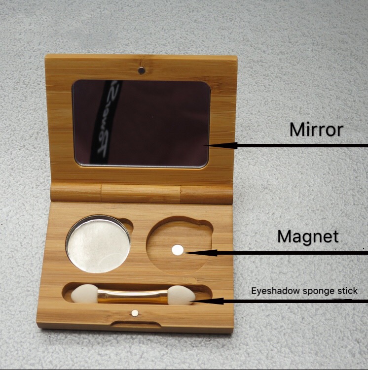 Bamboo makeup case eye shadow case organic eyeshadow palette with mirror empty cosmetic container wooden packaging