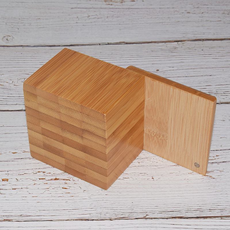 Bamboo square shape salt spice container seasoning jar holder