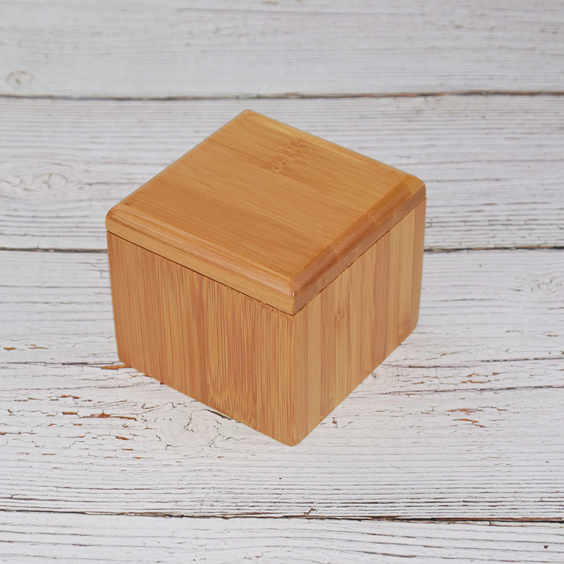 Bamboo square shape salt spice container seasoning jar holder