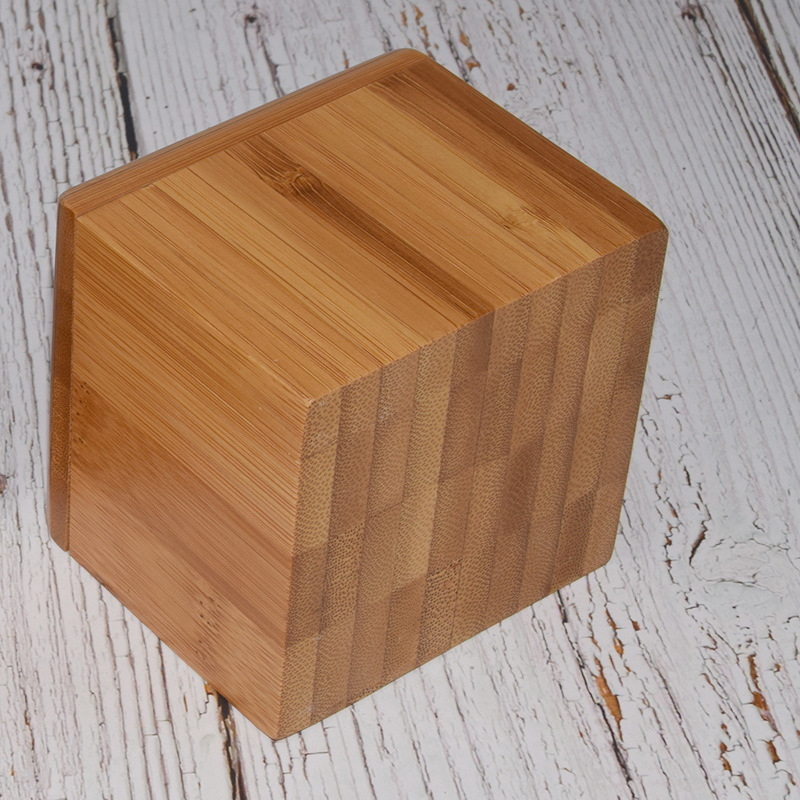 Bamboo square shape salt spice container seasoning jar holder