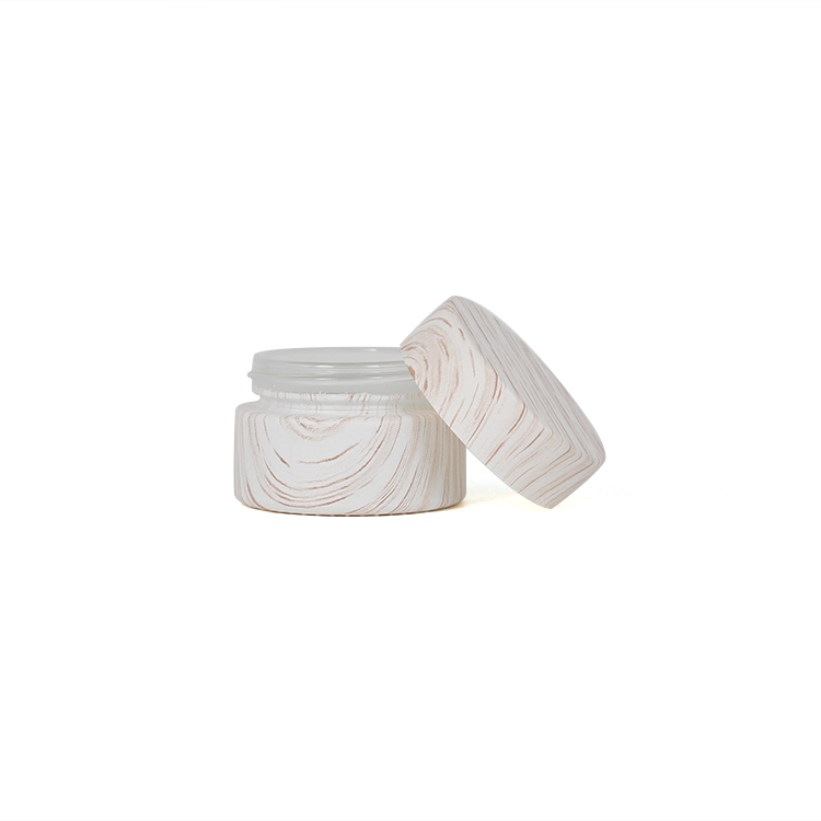Bamboo texture glass cosmetic jar 15g