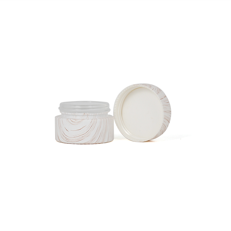 Bamboo texture glass cosmetic jar 15g