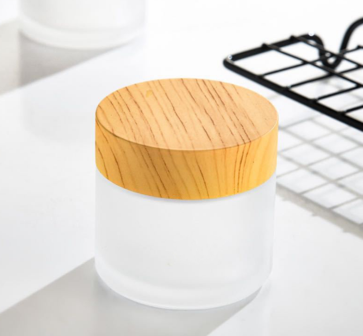Bamboo wood cover frosted glass cream bottle cosmetic sub-bottling cream jar 5g 15g 30g 50g 100g