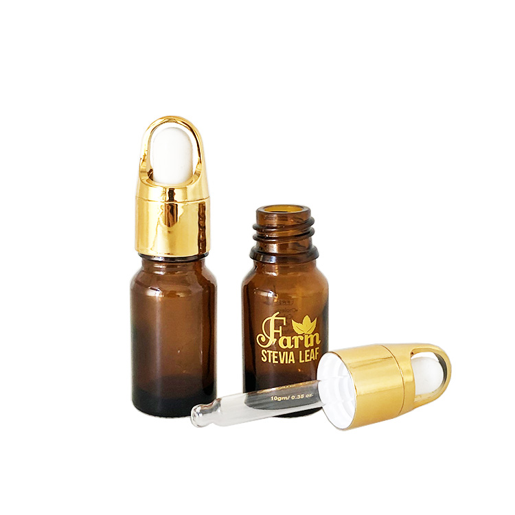Basket cap 10ml amber glass dropper bottle custom logo hot stamping for beard oil with pipette dropper