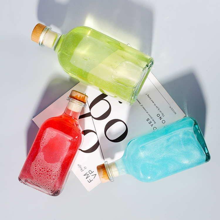 Bath Salts Packaging Jar 250ml Essential Oil Body Scrub Glass Bottle With Cork Lid