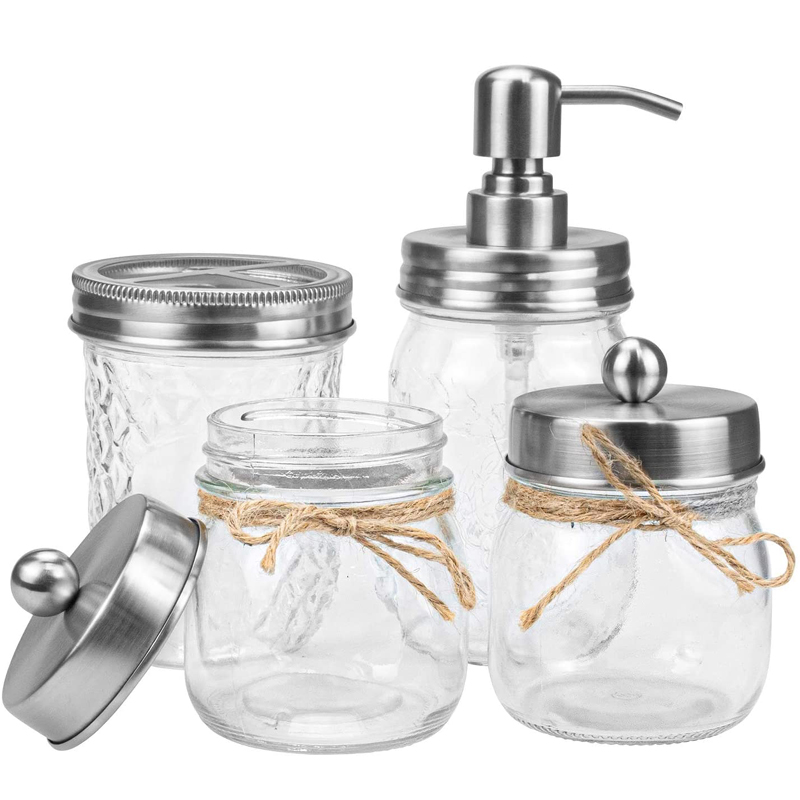 Bathroom Accessories Set Cosmetic Kit Toothbrush Holder Mason Jar