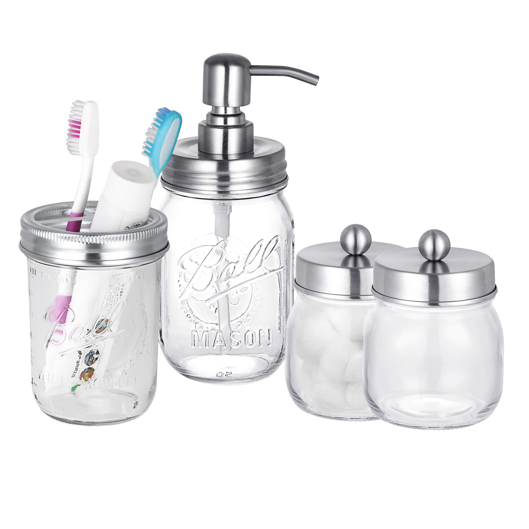 Bathroom Accessories Set Cosmetic Kit Toothbrush Holder Mason Jar
