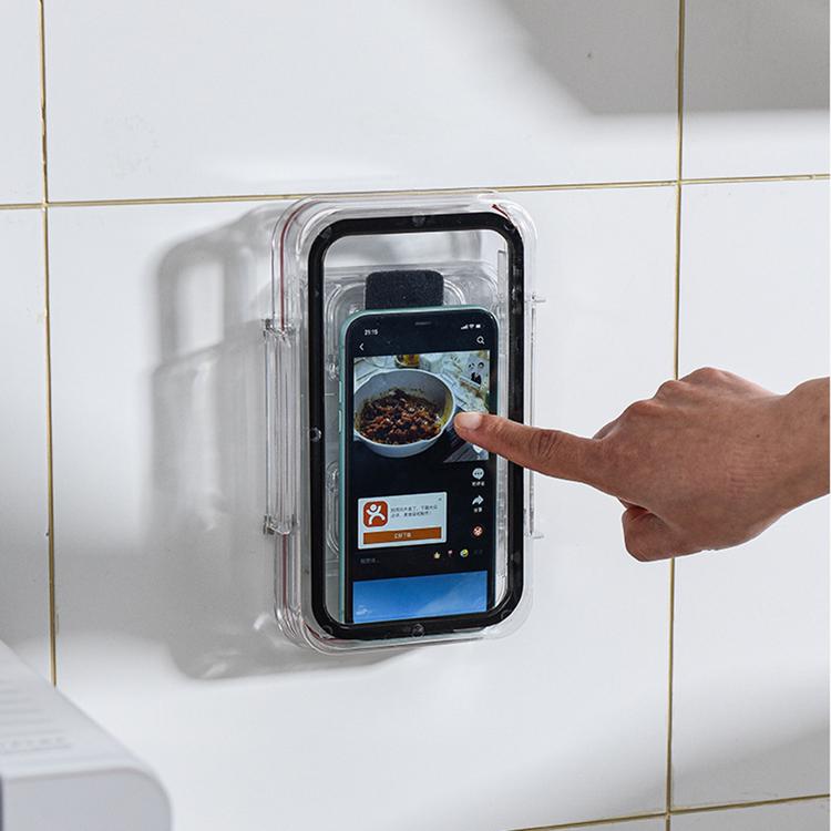 Bathroom Shelves Waterproof Mobile Phone Stand Bathroom Wall Mounting Free Punch Mobile Phone Storage Tool