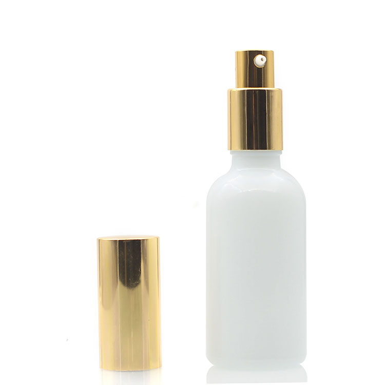 Beard Oil Essential Oil Packaging 50ml White Glass Pump Bottle With Silver Pump