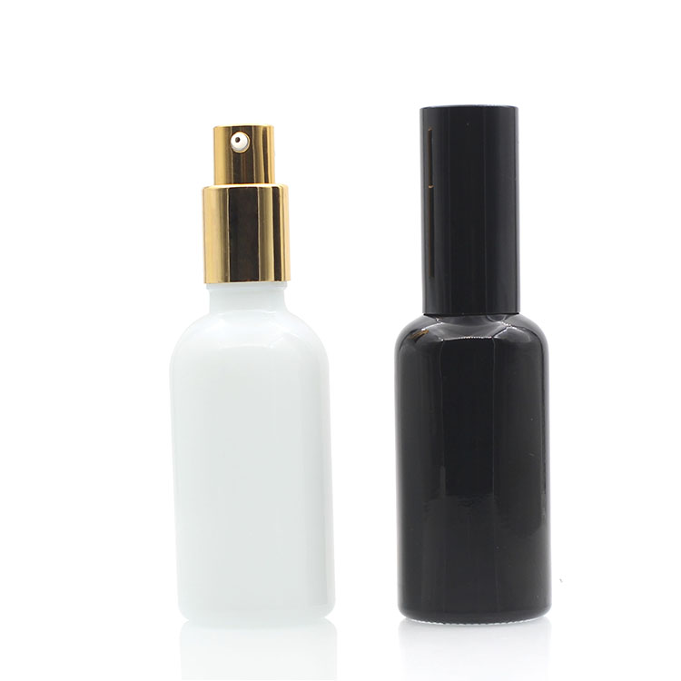 Beard Oil Essential Oil Packaging 50ml White Glass Pump Bottle With Silver Pump