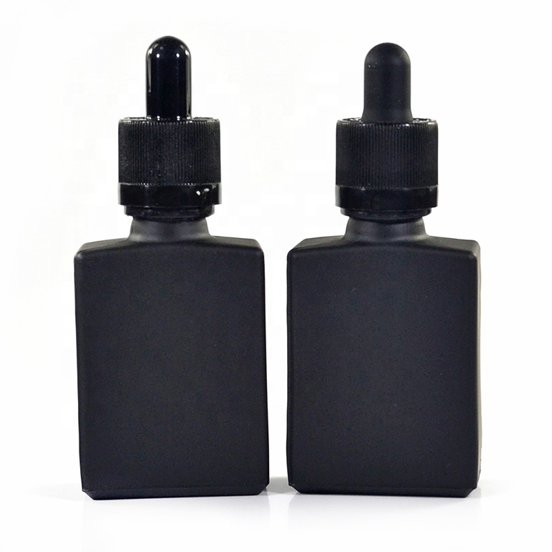 Beard oil  essential oil  15ml 30ml 50ml 100ml clear matte black square rectangle glass dropper bottle
