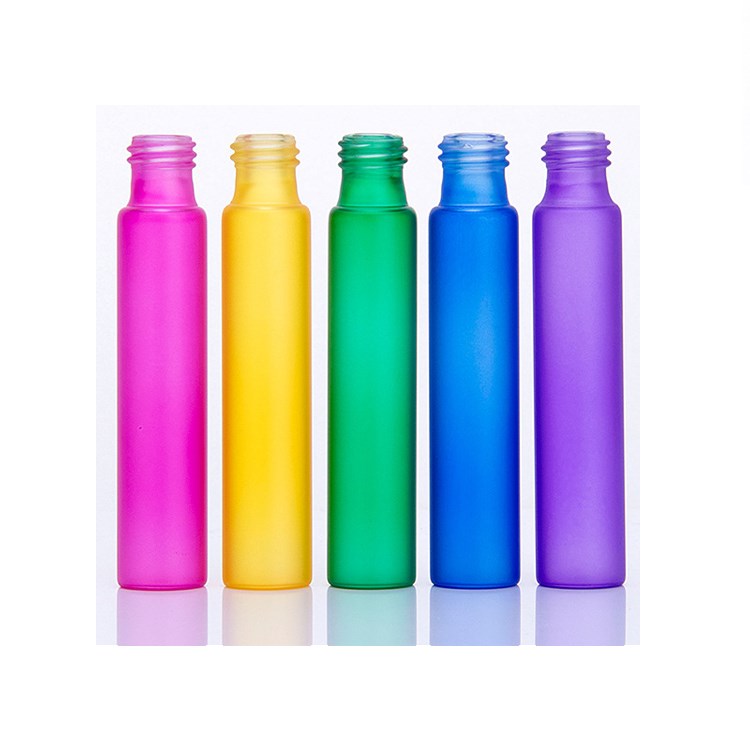 Beautiful 10ml small transparent glass round tube roller ball bottle with rose gold lid and stainless steel beads