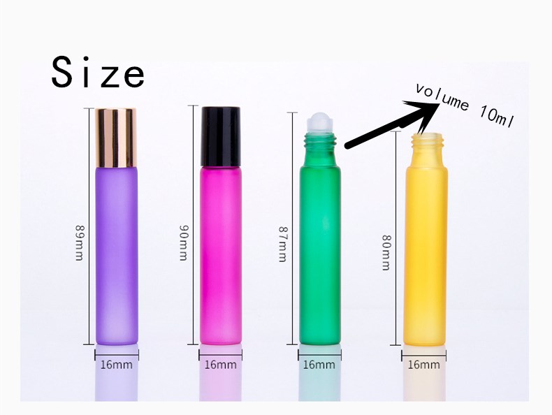 Beautiful 10ml small transparent glass round tube roller ball bottle with rose gold lid and stainless steel beads