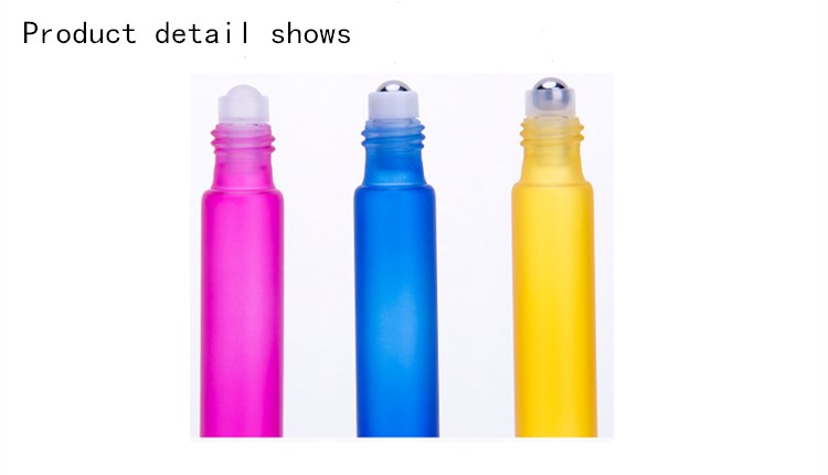 Beautiful 10ml small transparent glass round tube roller ball bottle with rose gold lid and stainless steel beads