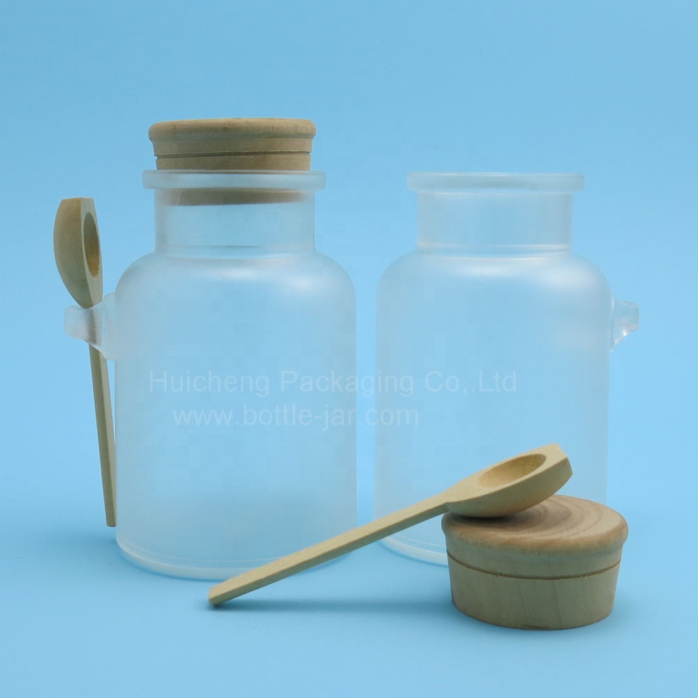 Beautiful 10oz bath salt frosted plastic jars for cosmetic products