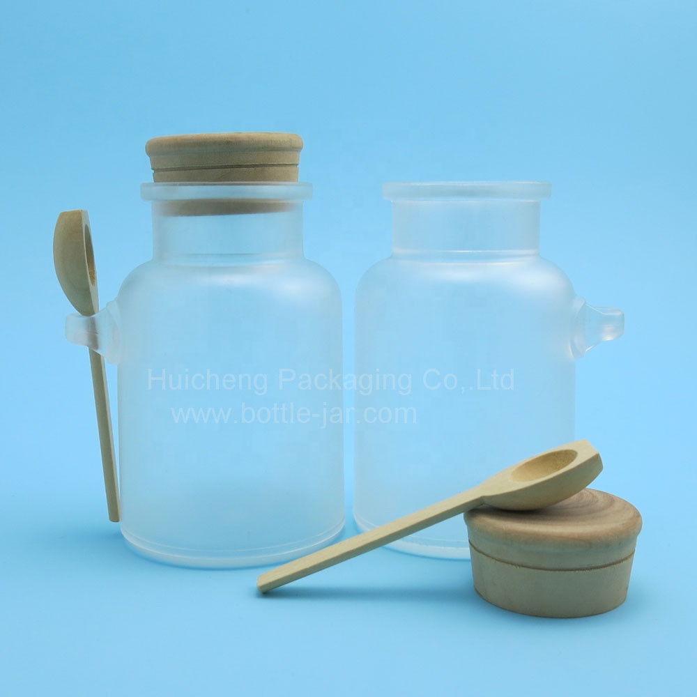 Beautiful 10oz bath salt frosted plastic jars for cosmetic products