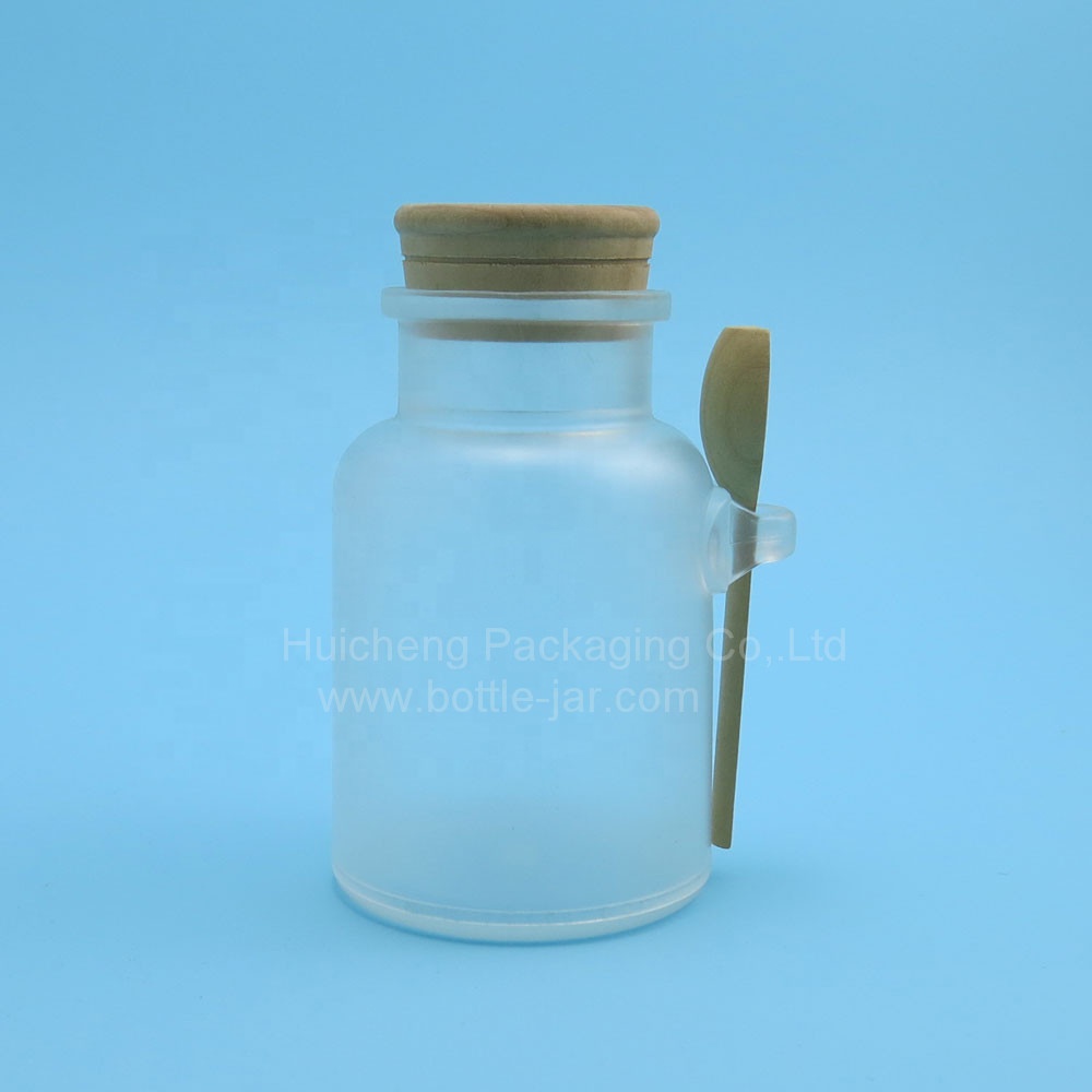 Beautiful 10oz bath salt frosted plastic jars for cosmetic products