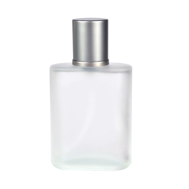 Beautiful 30ml 50ml 100ml oblate square Frosted glass perfume bottles with PUMP SPRAYER cap