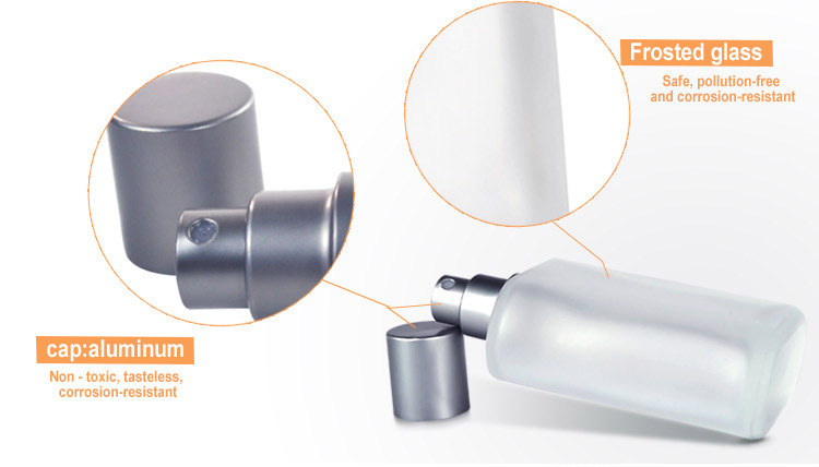 Beautiful 30ml 50ml 100ml oblate square Frosted glass perfume bottles with PUMP SPRAYER cap