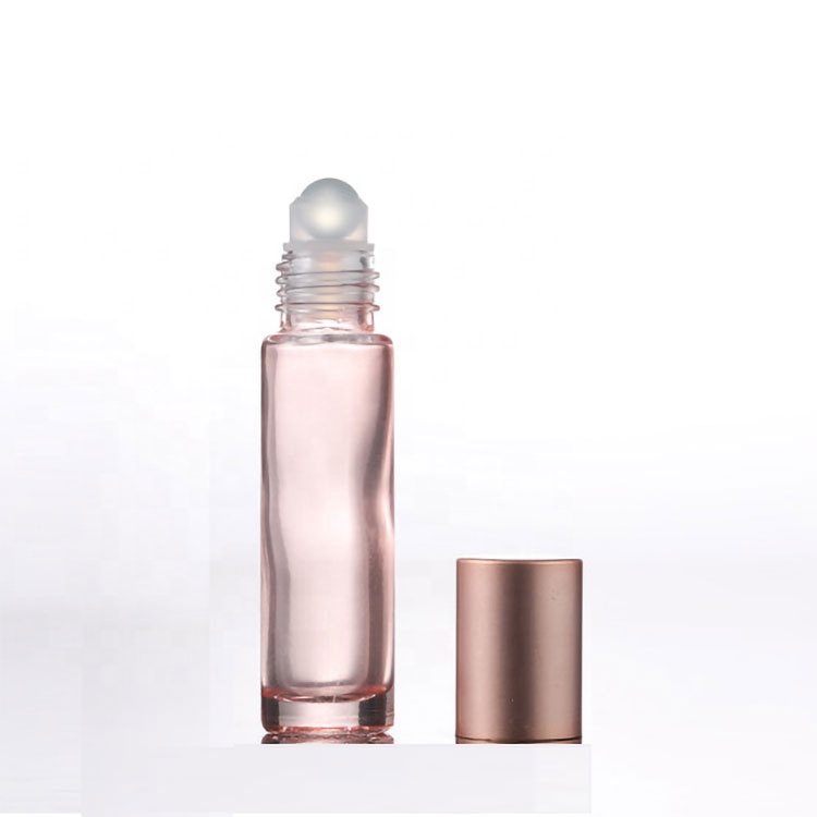 Beautiful Cosmetic  Essential Oil Perfume Container Rose Gold 10ml  Glass Roll On Bottle With Aluminium Lid