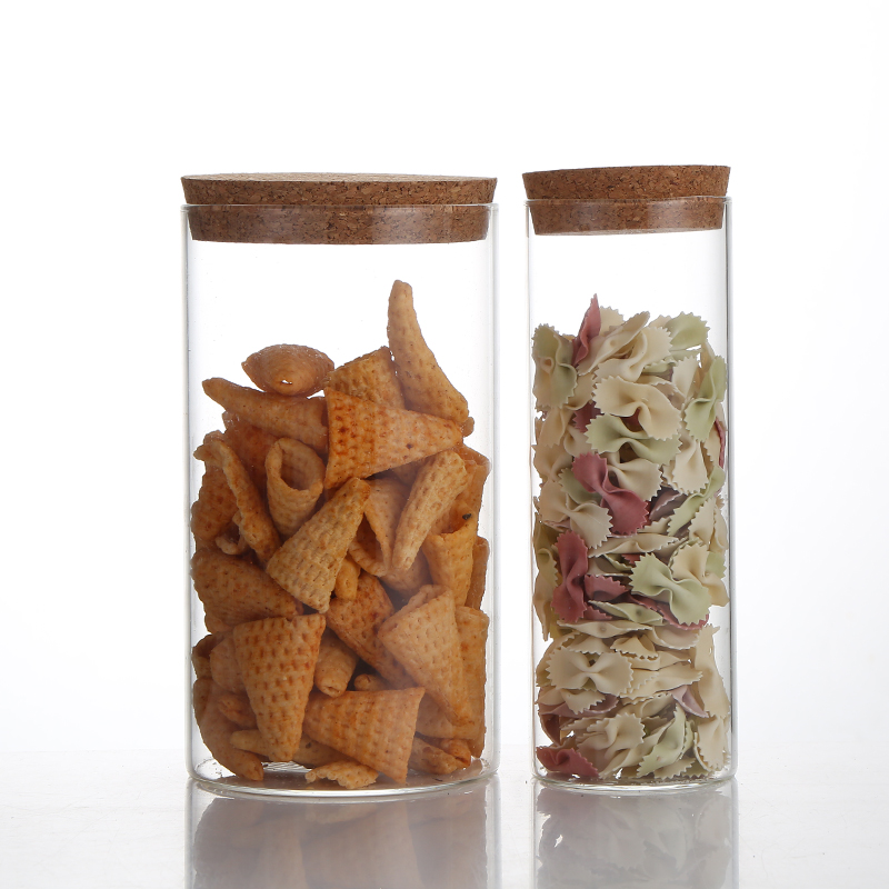 Beautiful Glass Cookie Jar Round Coffee Bean Storage Container Bamboo Lid