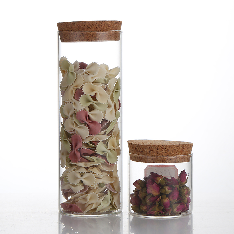 Beautiful Glass Cookie Jar Round Coffee Bean Storage Container Bamboo Lid