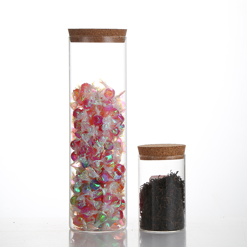 Beautiful Glass Cookie Jar Round Coffee Bean Storage Container Bamboo Lid
