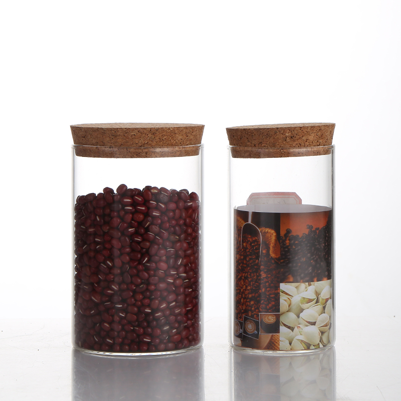 Beautiful Glass Cookie Jar Round Coffee Bean Storage Container Bamboo Lid