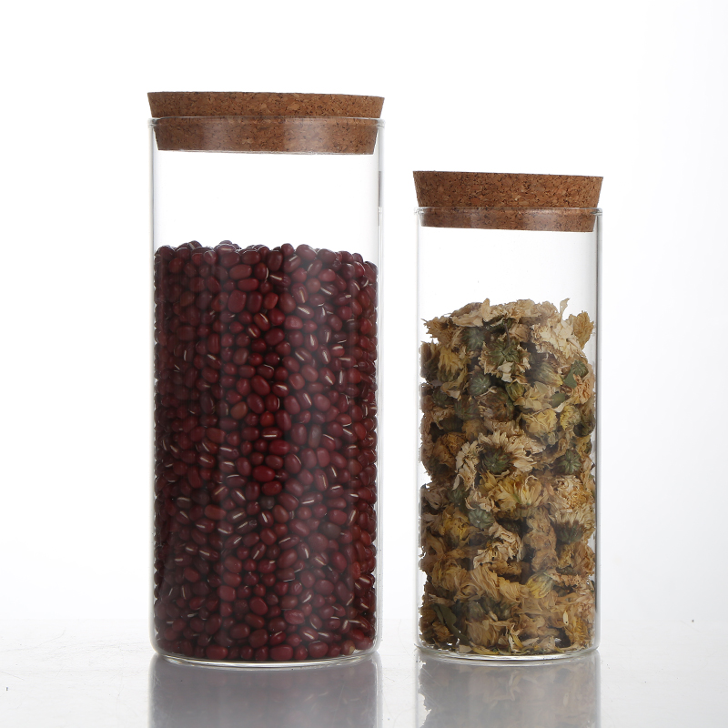 Beautiful Glass Cookie Jar Round Coffee Bean Storage Container Bamboo Lid