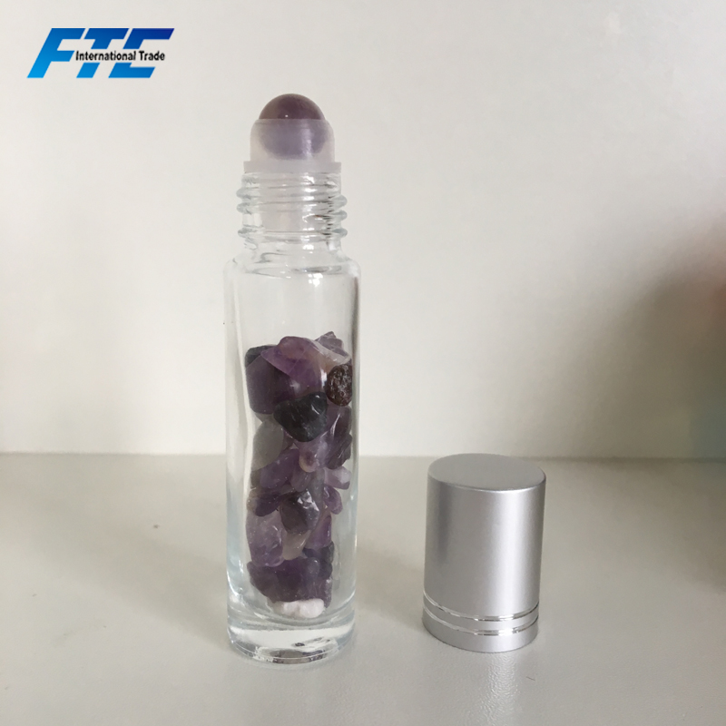 Beautiful Natural Gemstone Roller Ball Glass Perfume Essential Oil Roll On Bottles