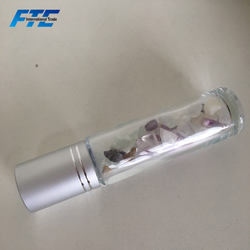 Beautiful Natural Gemstone Roller Ball Glass Perfume Essential Oil Roll On Bottles