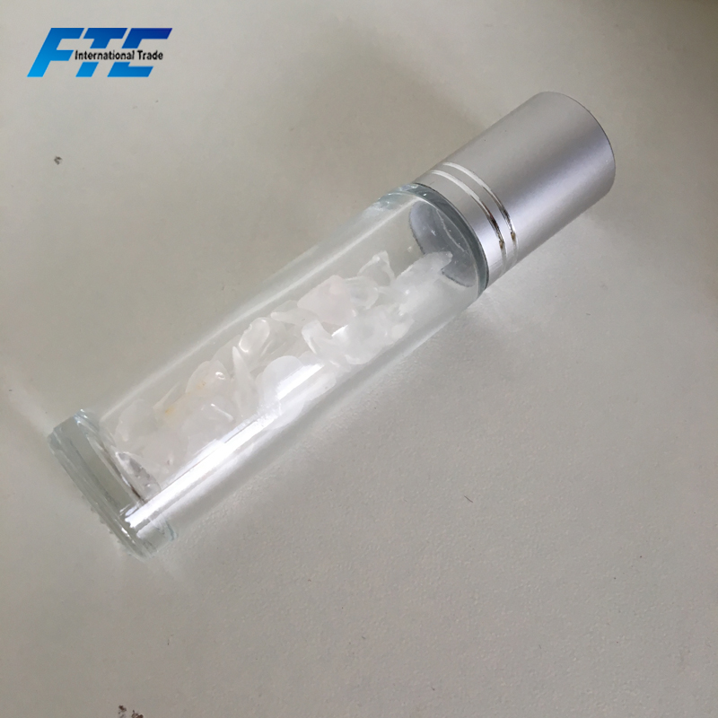 Beautiful Natural Gemstone Roller Ball Glass Perfume Essential Oil Roll On Bottles
