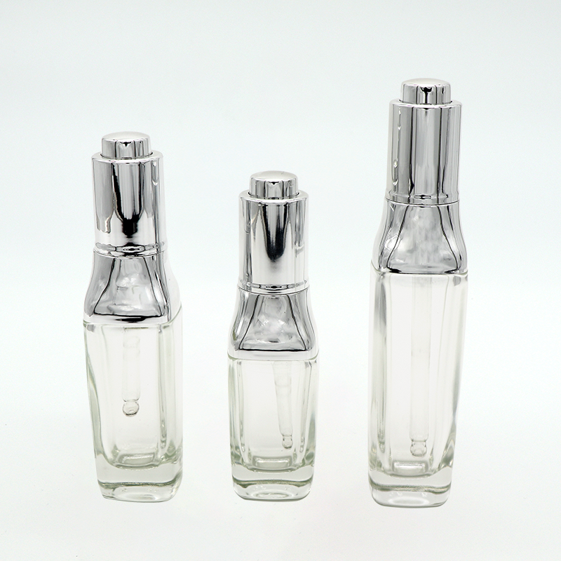 Beautiful glass dropper 30ml 50ml 100ml  Silver color Bottles dropper
