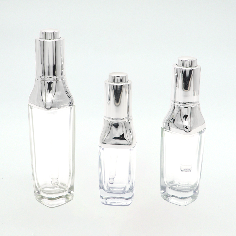 Beautiful glass dropper 30ml 50ml 100ml Silver color Bottles dropper