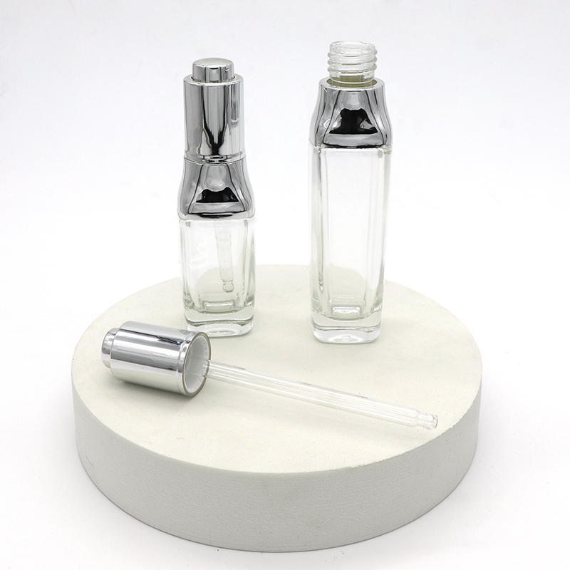 Beautiful glass dropper 30ml 50ml 100ml Silver color Bottles dropper