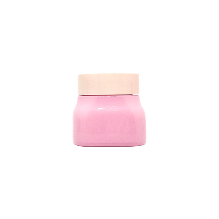 Beautiful luxury 50g 100g opal white pink glass cream jar with pink plastic cap