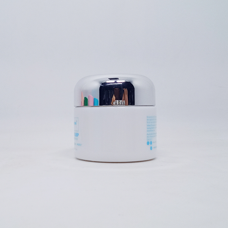 Beautiful luxury 50g 100g opal white pink glass cream jar with pink plastic cap