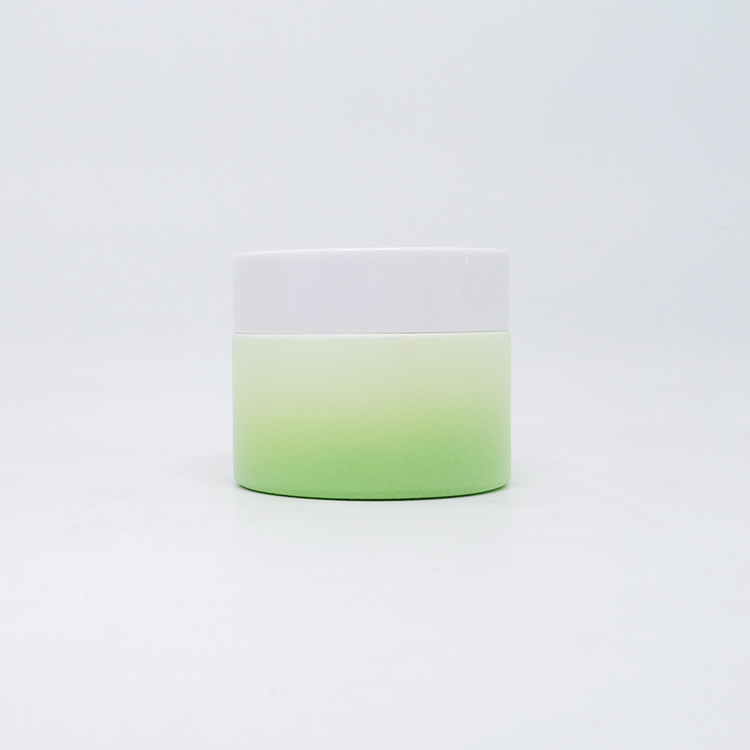 Beautiful luxury 50g 100g opal white pink glass cream jar with pink plastic cap
