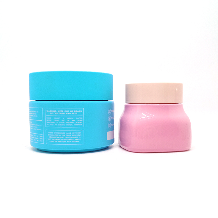 Beautiful luxury 50g 100g opal white pink glass cream jar with pink plastic cap
