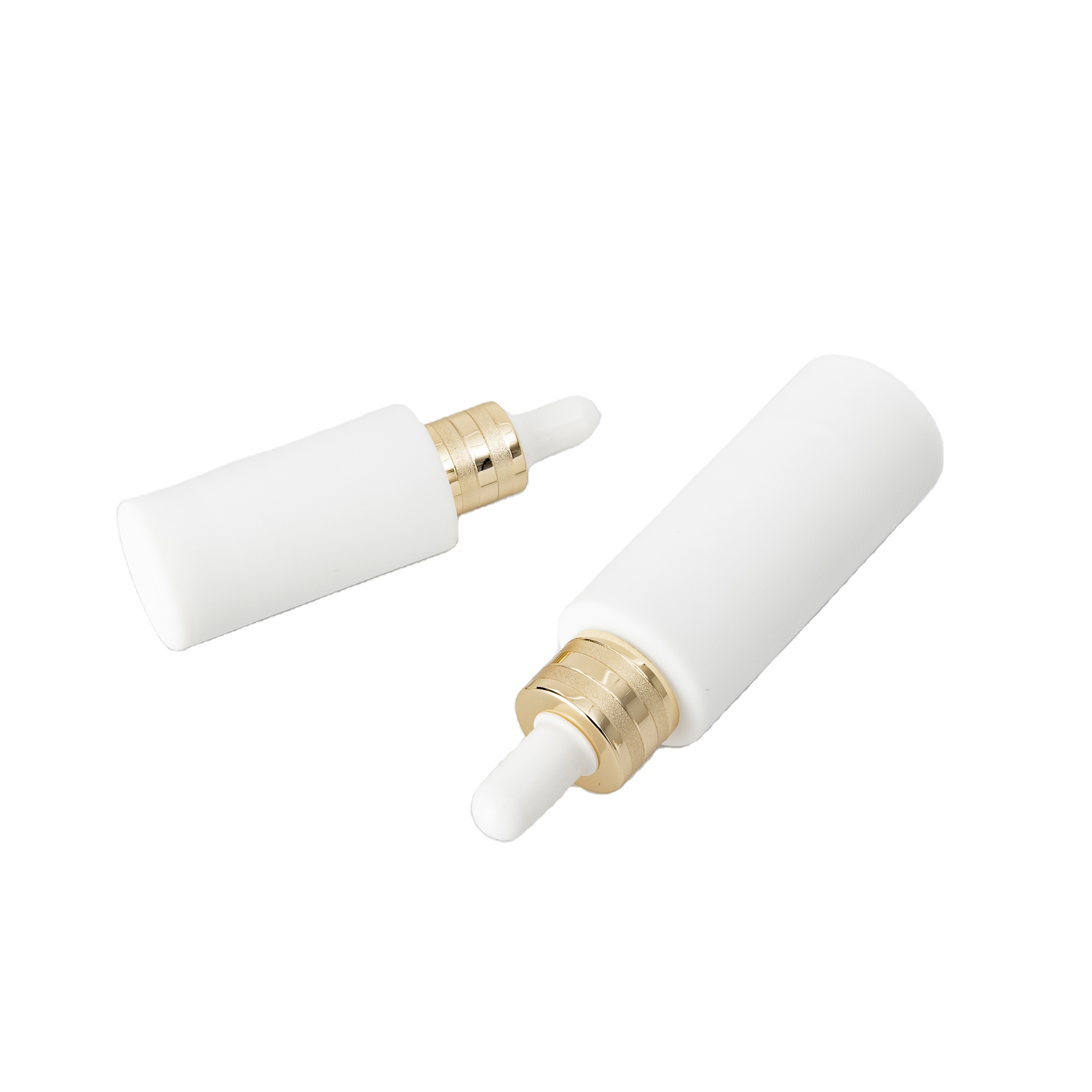 Beautiful luxury matte white glass dropper bottle with gold dropper new popular in the world