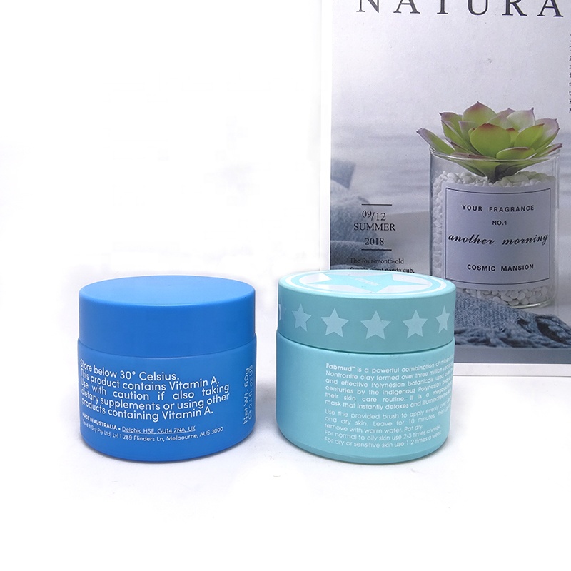 Beautiful luxury opal white frosted purple 50ml 50g glass cream jar with white colored PP scrw lid